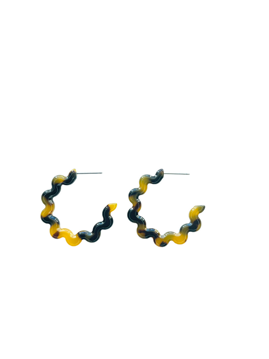 Tortoise Squiggle Hoop Earrings