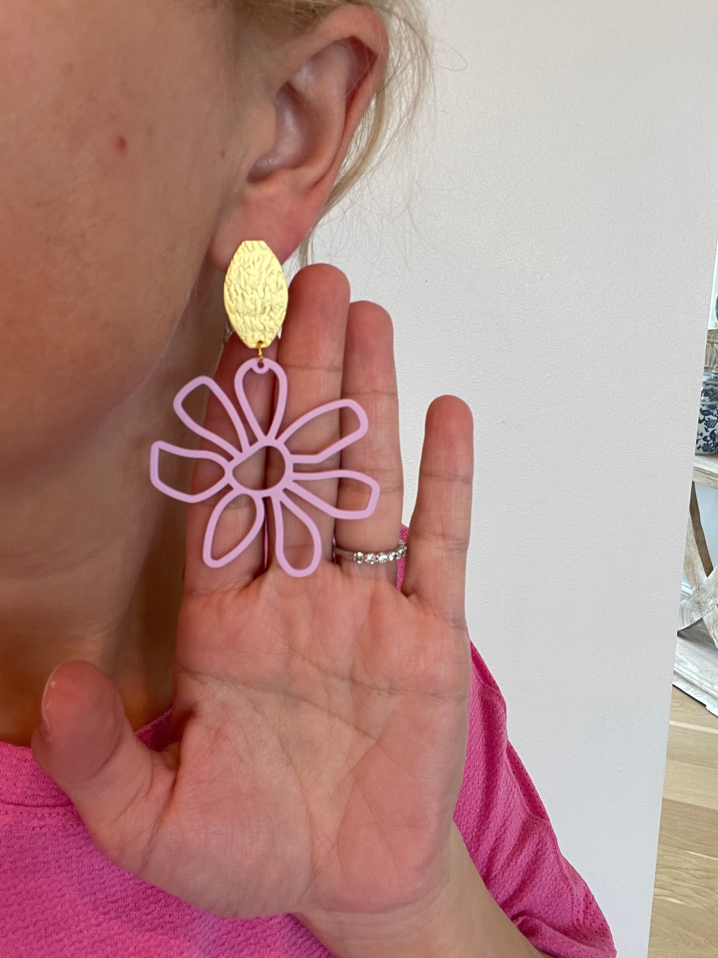 Hollow Lavender Flower Earrings