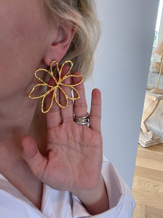 Statement Gold Hollow Flower Earrings