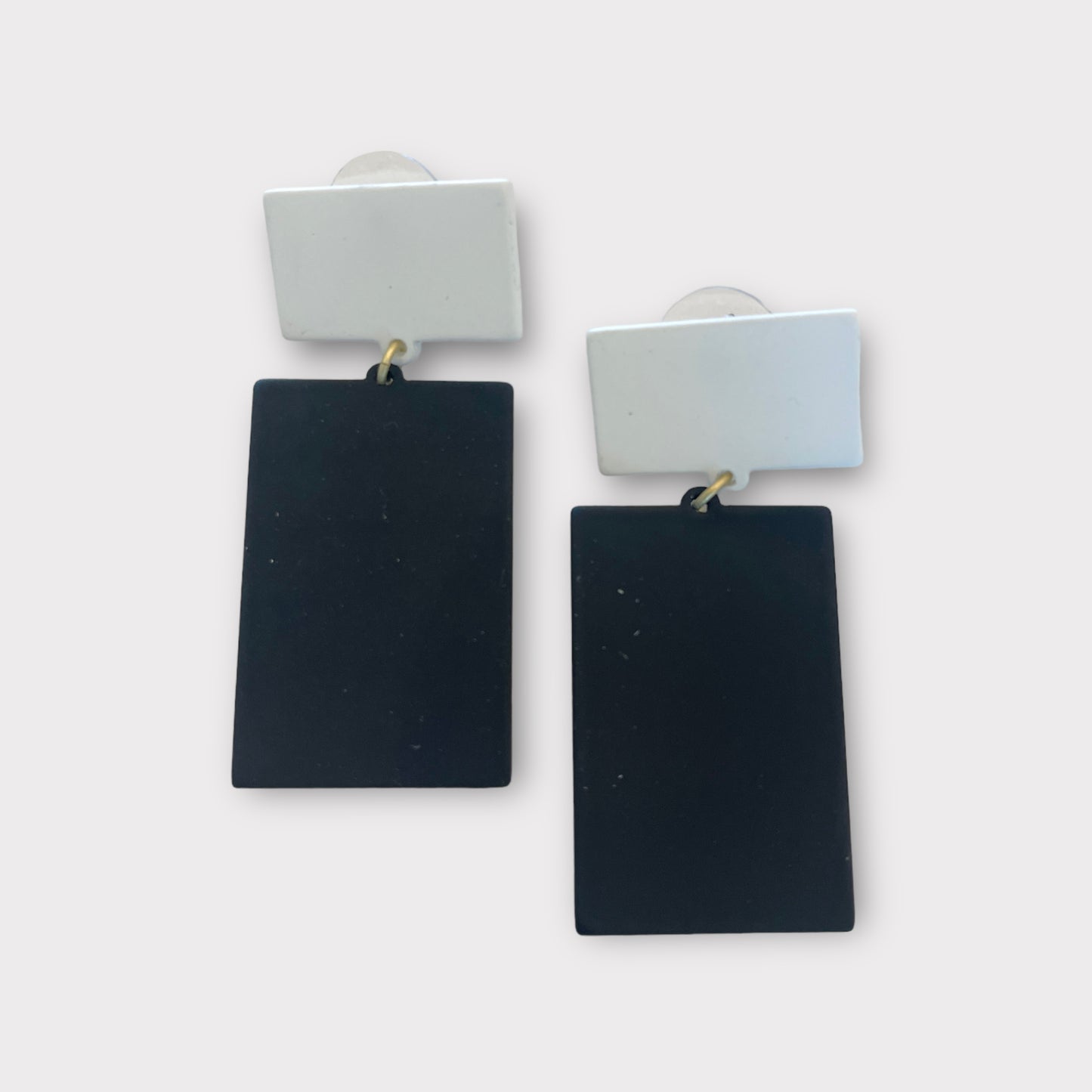 Mod Rectangle Earrings - Black and White