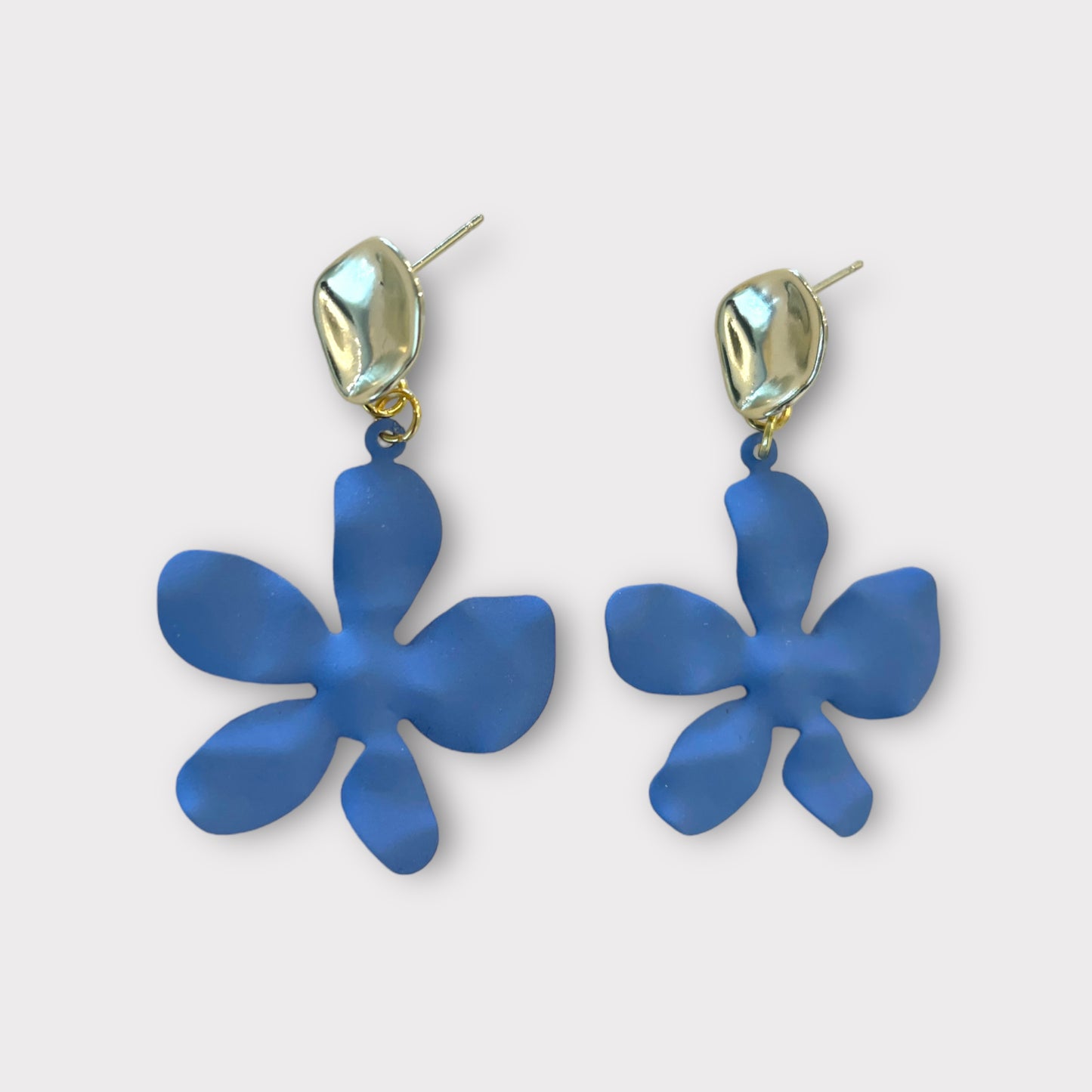 Flower Blank Earrings - Slate Blue