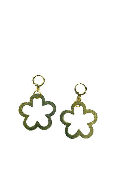 Flower Pendant Huggie Earrings