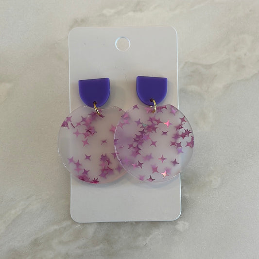 Purple Glitter Earrings