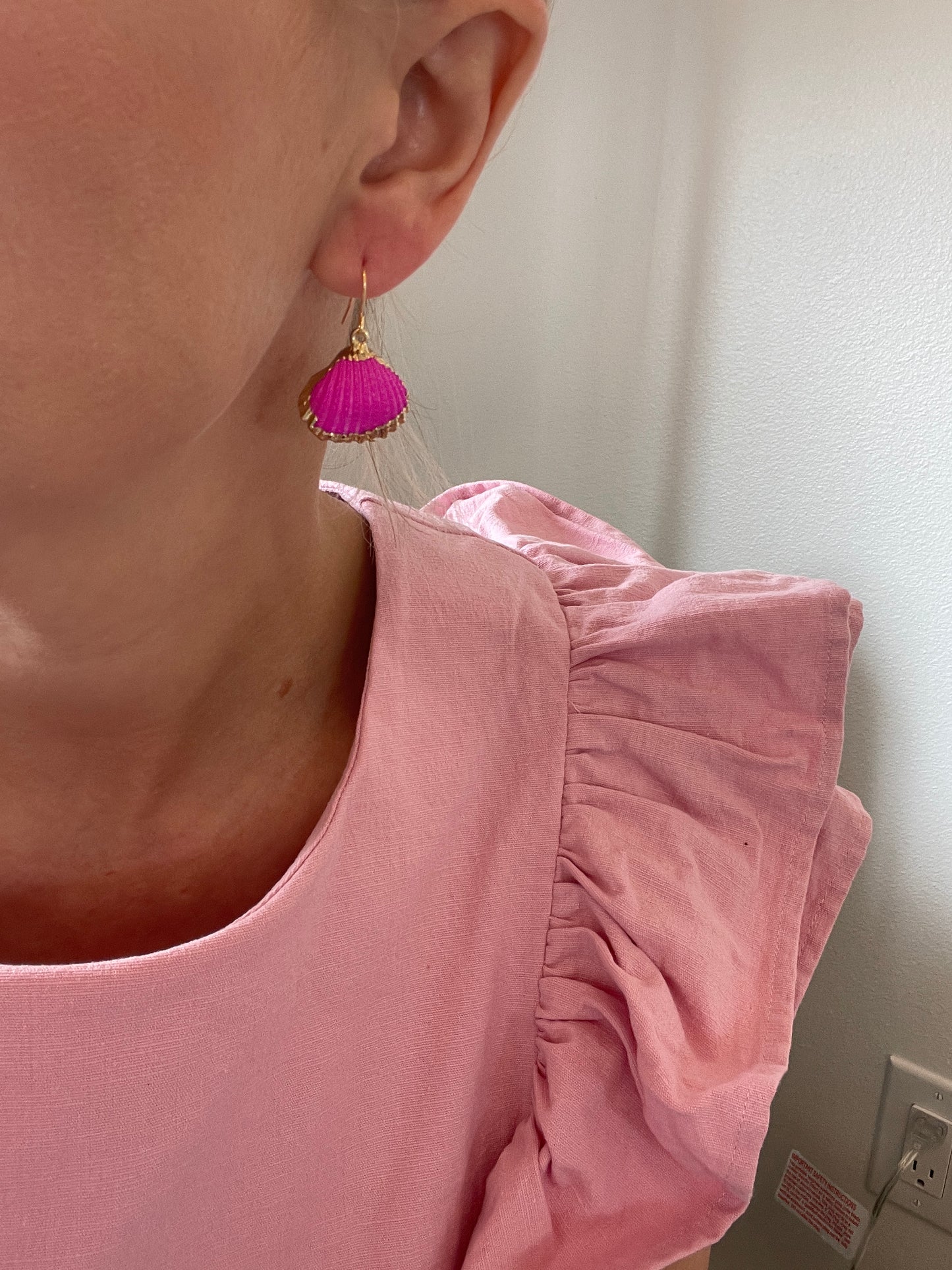 Hot Pink Shell Earrings