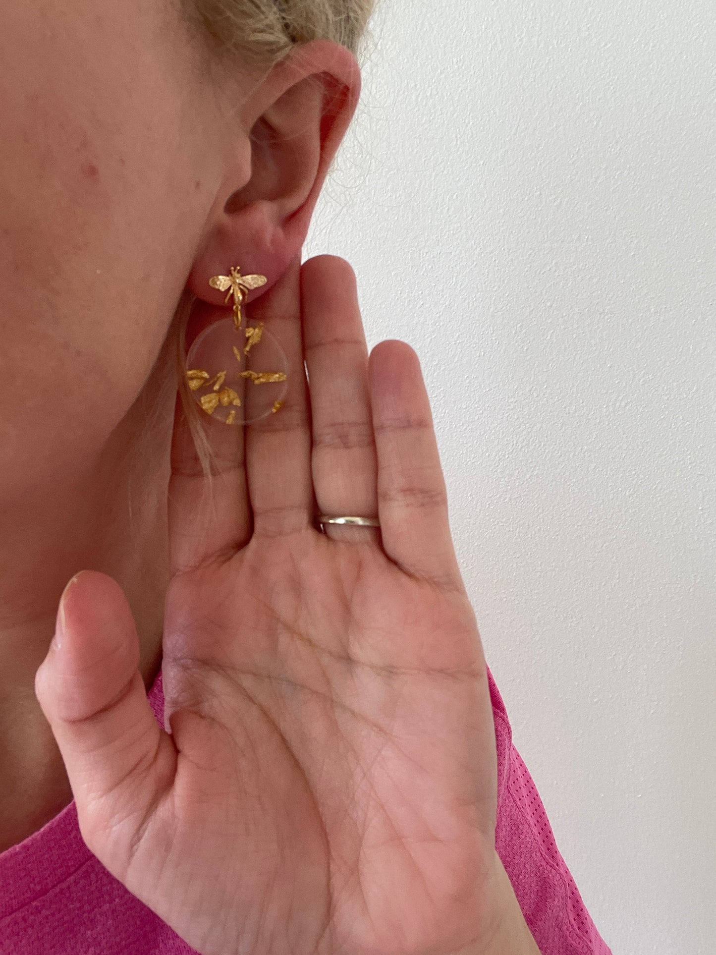 Gold Flake Bug Earrings