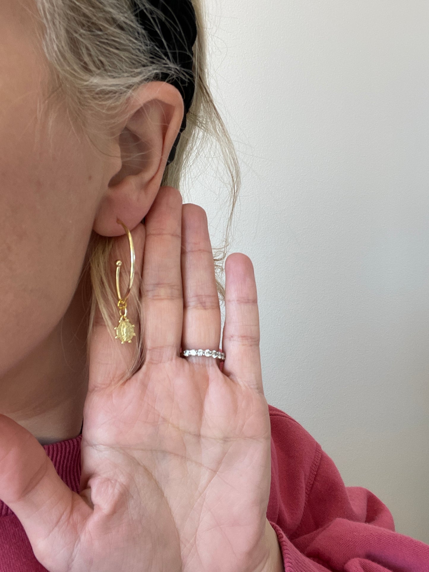 Religious Charm Hoop Earrings