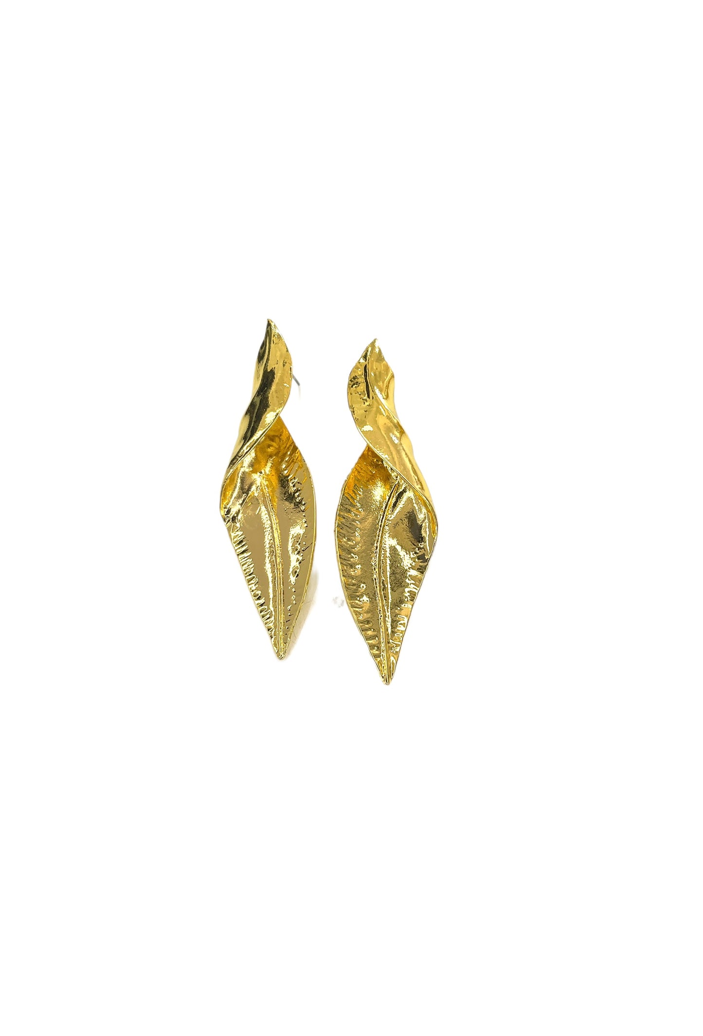 Large Folded Leaf Earrings