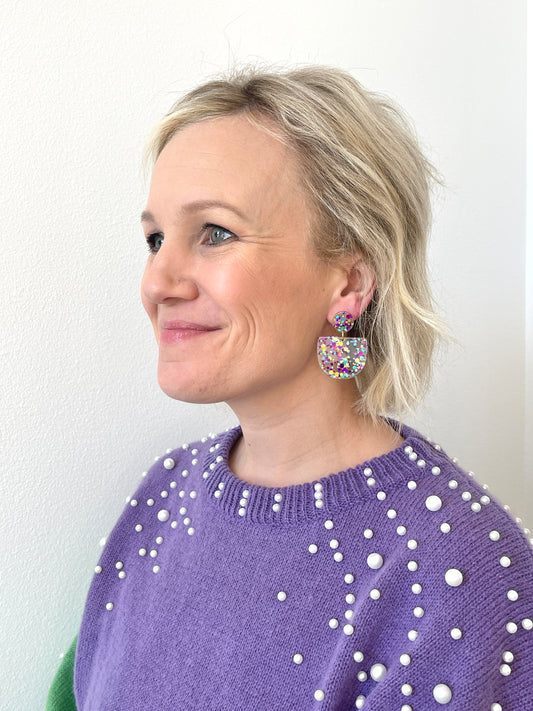 Mardi Gras Glitter Earrings