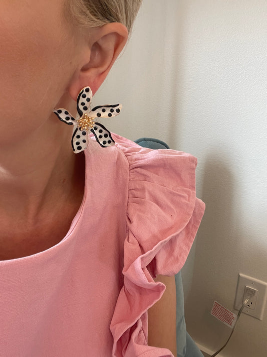 Large Polka Dot Flower Earrings