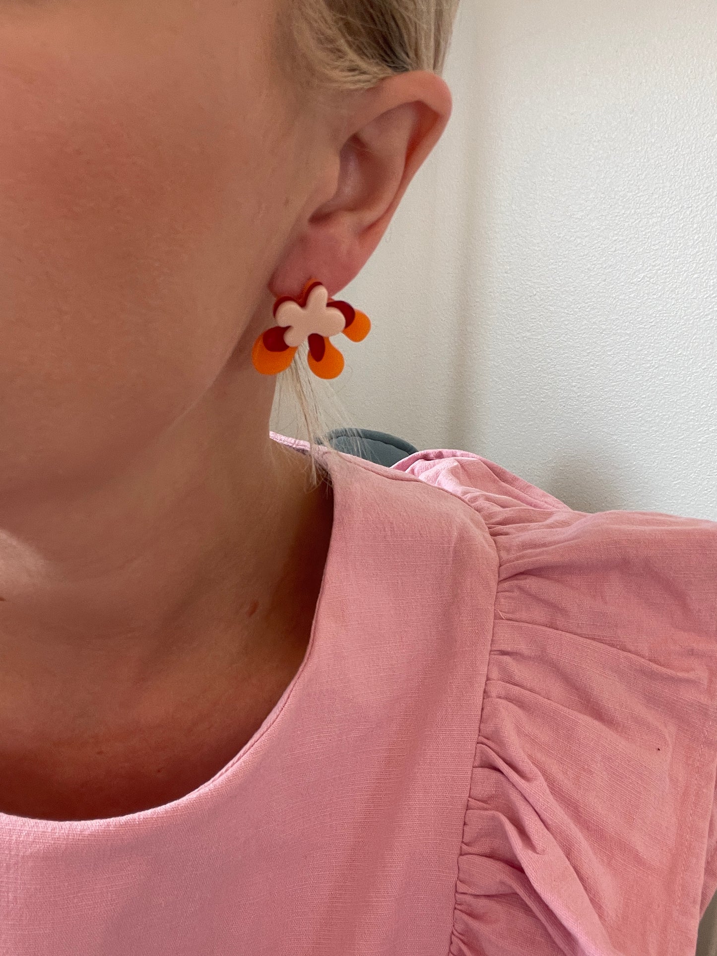 Wavy Statement Stud Earrings  - Orange