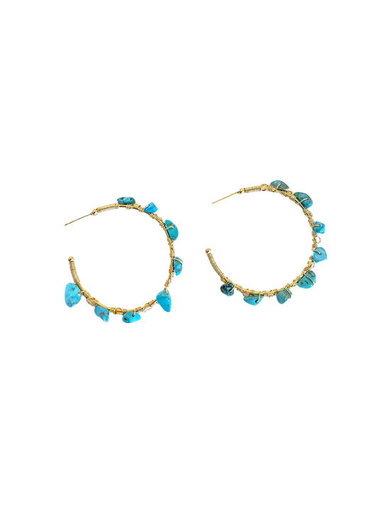 Turquoise Wired Hoop Earrings