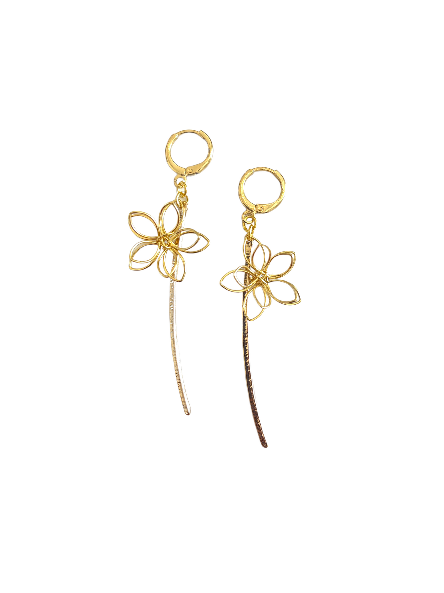 Flower Charm Bar Earrings