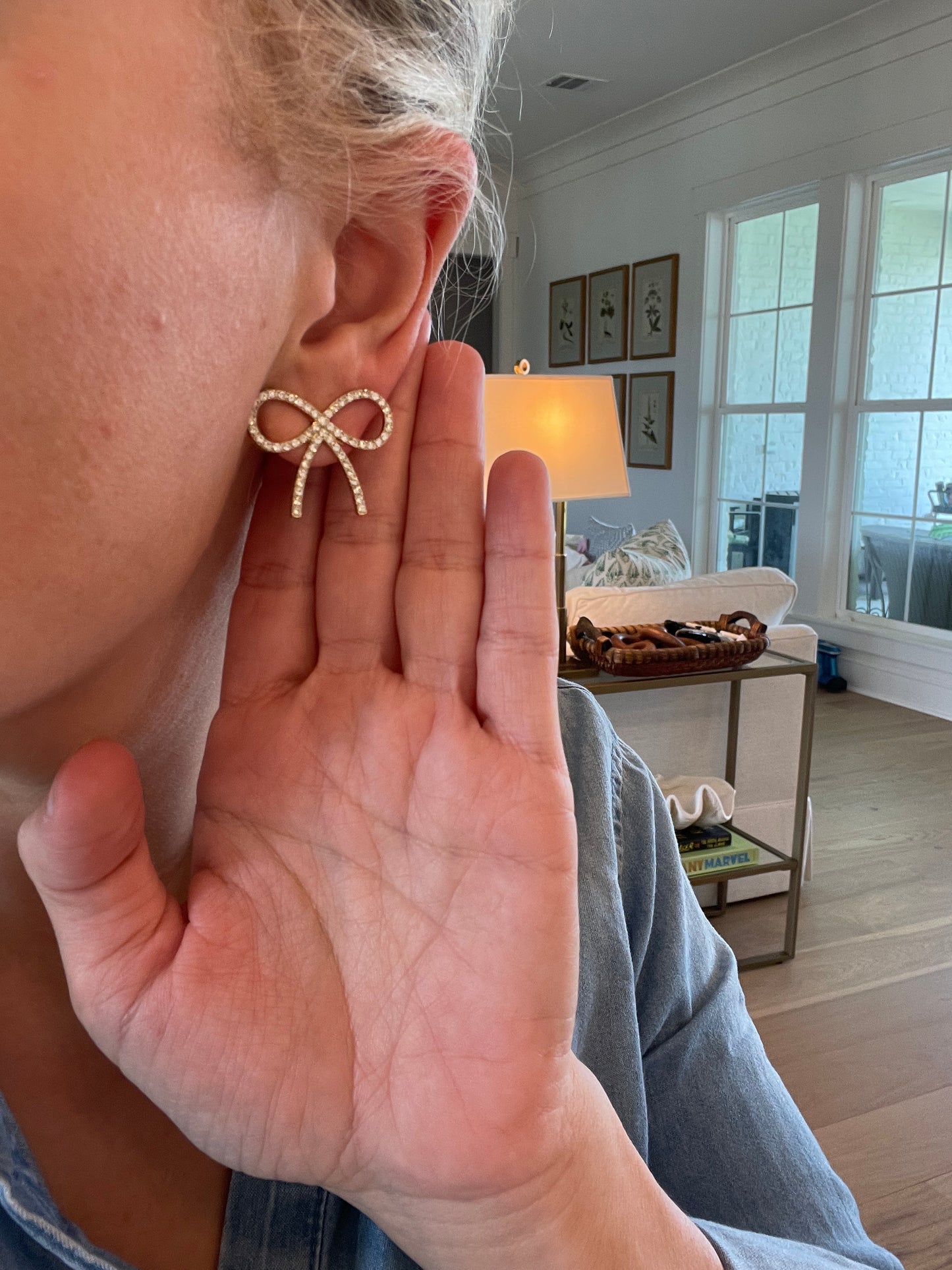 Rhinestone Bow Earrings