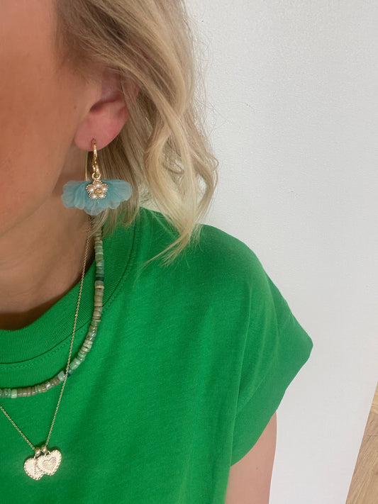 Blue Fish Hook Earrings