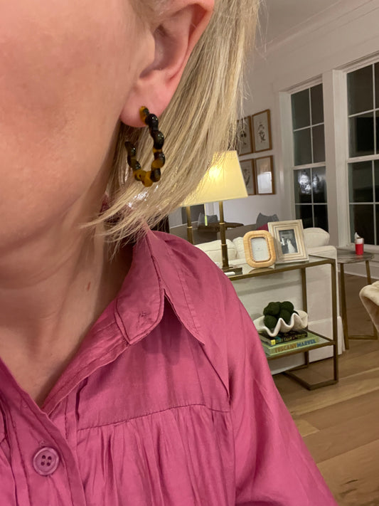 Tortoise Squiggle Hoop Earrings