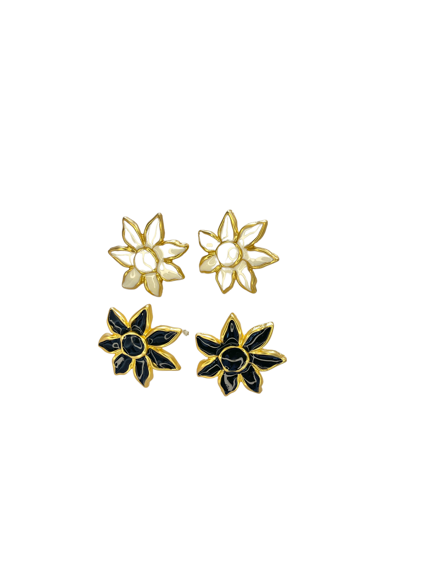 Enamel Statement Flower Earrings