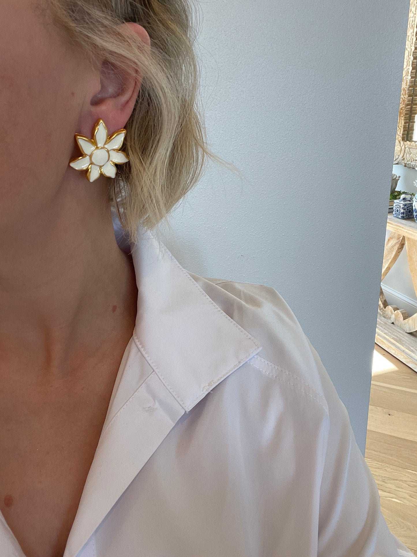 Enamel Statement Flower Earrings