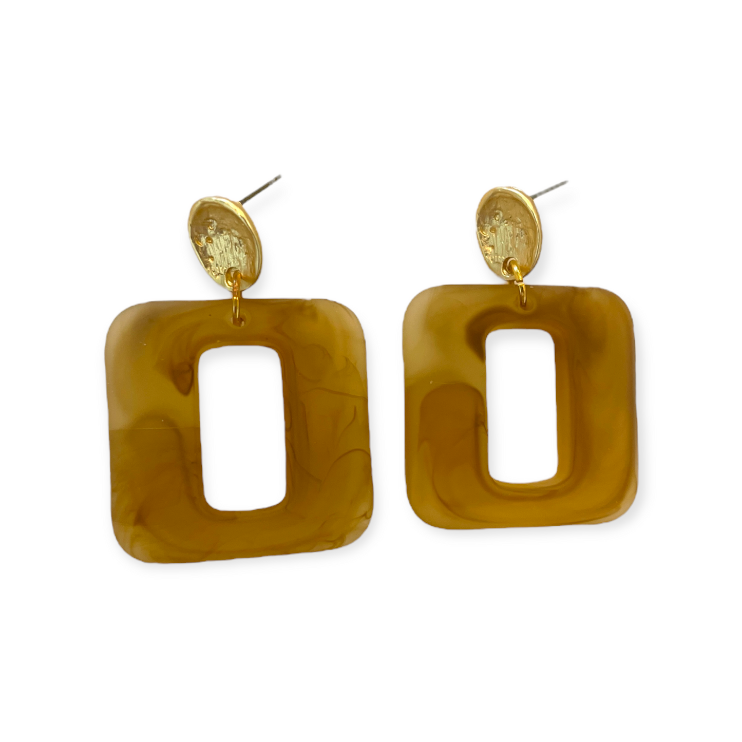 Mod Square Earrings - Amber