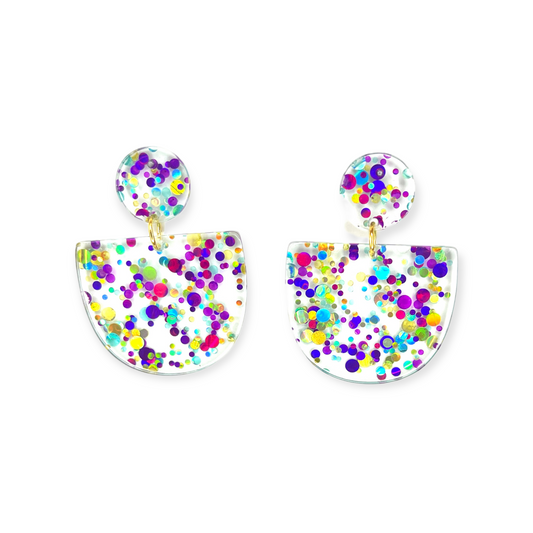 Mardi Gras Glitter Earrings