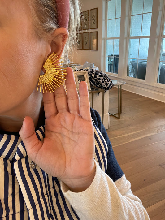 Gold Statement Fan Earrings