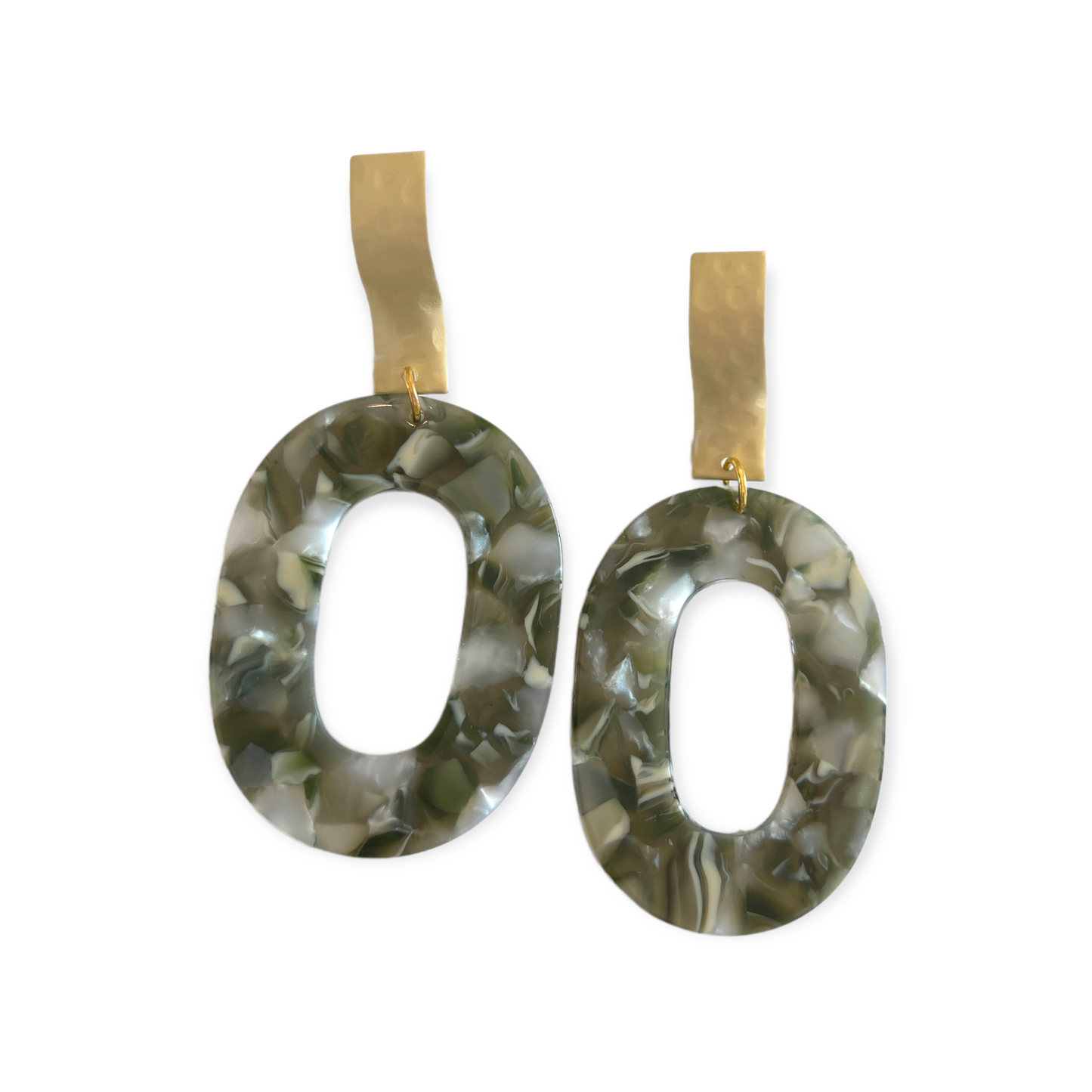 Hunter Green Marble Earrings