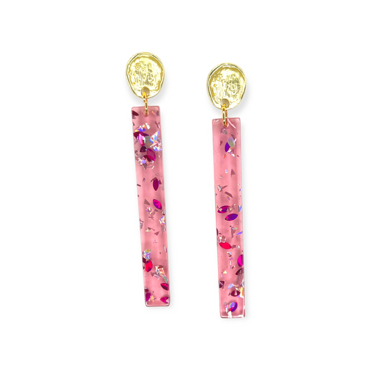 Pink Glitter Bar Earrings