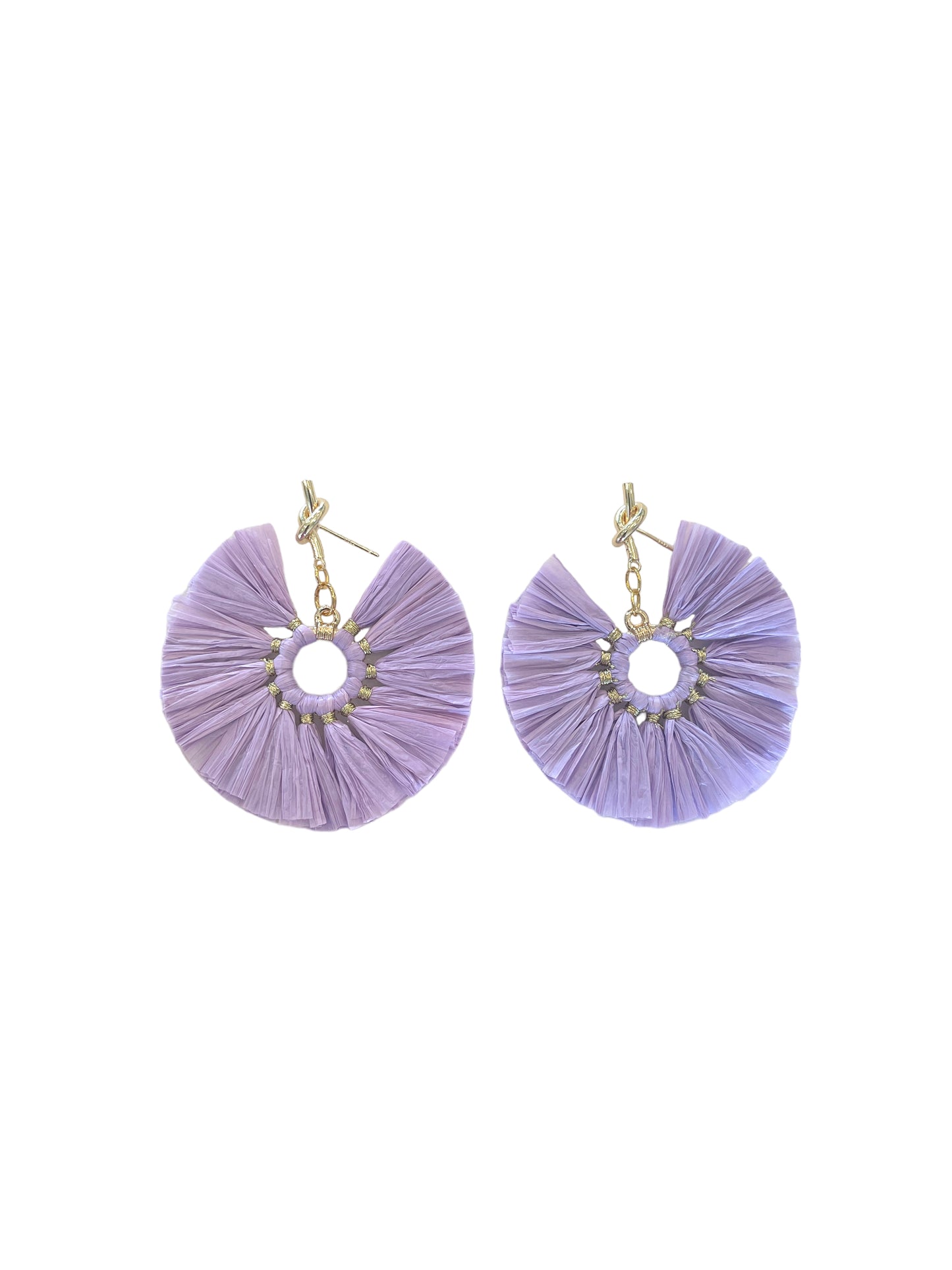 Lavender Circle Raffia Earrings