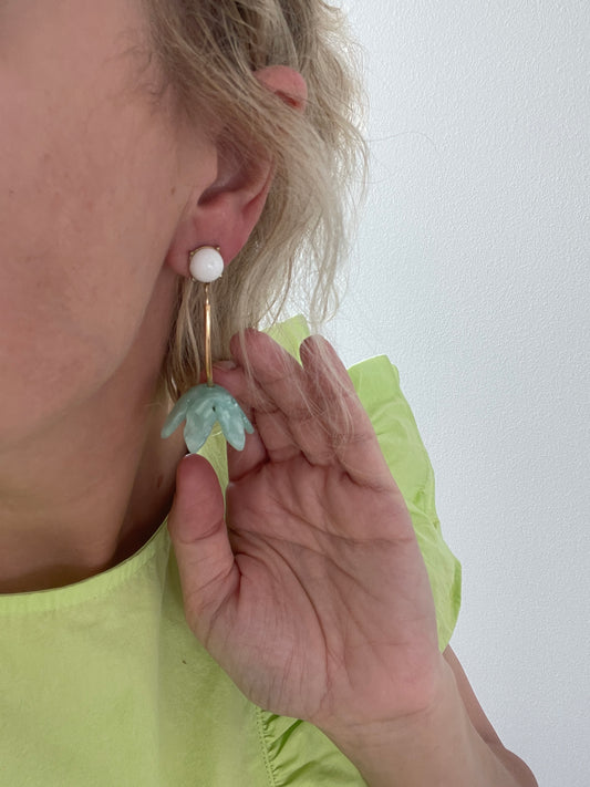 Mint Drop Flower Earrings