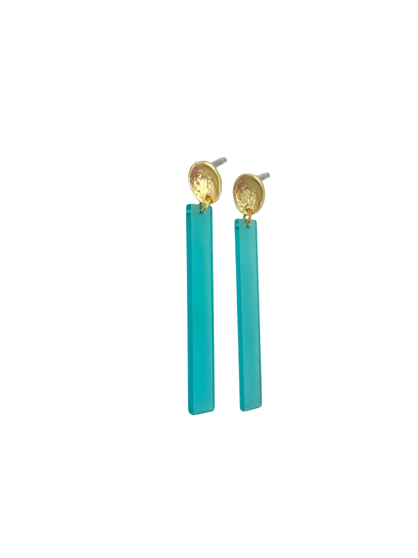 Clear Turquoise Bar Earrings