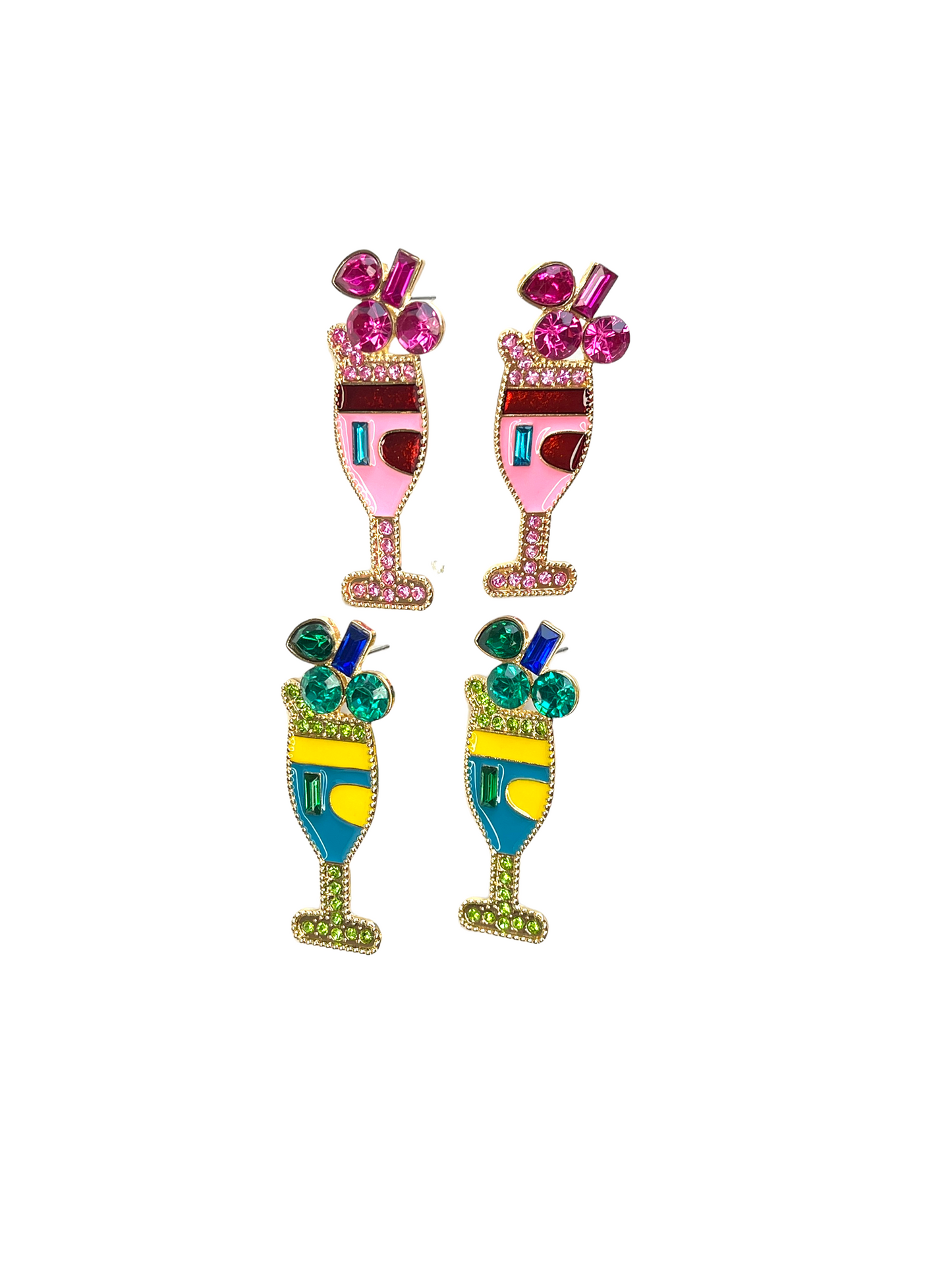 Multicolor Cocktail Statement Stud Earrings