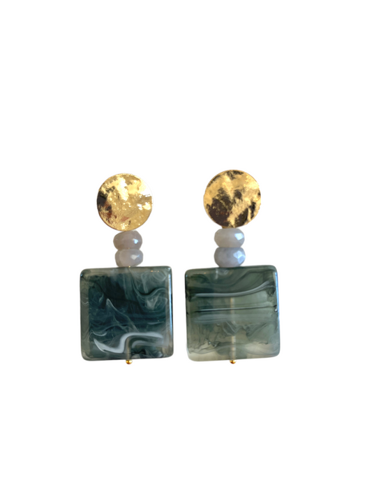 Olive Marble Wired Earrings
