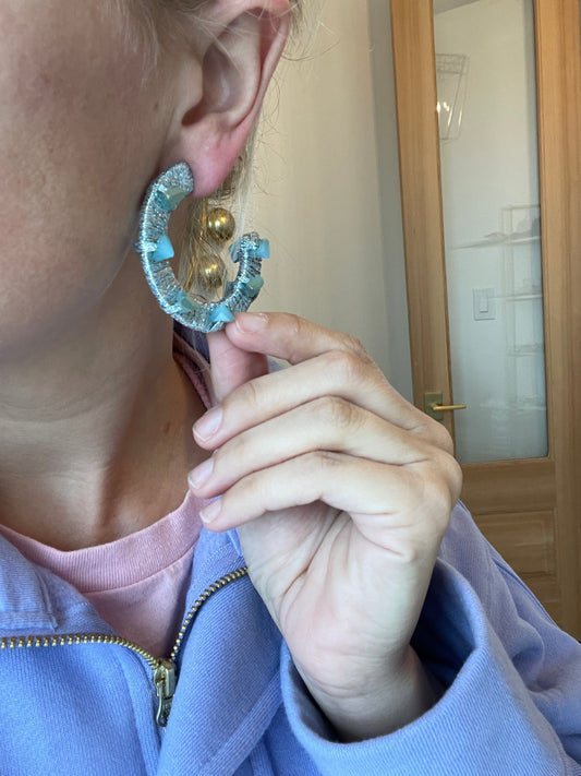 Statement Stone Hoop Earrings