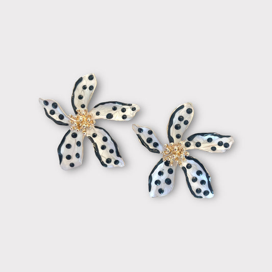 Large Polka Dot Flower Earrings
