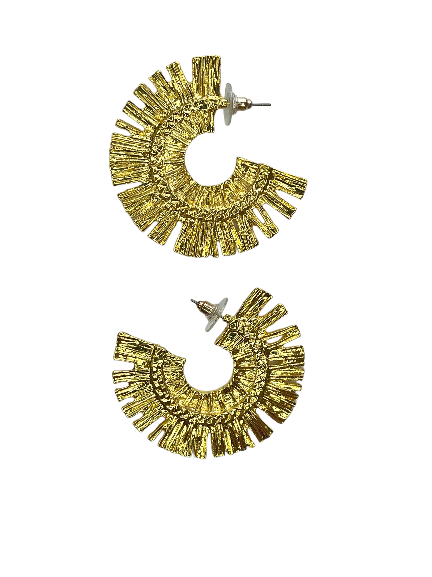 Gold Metal Raffia Hoop Earrings
