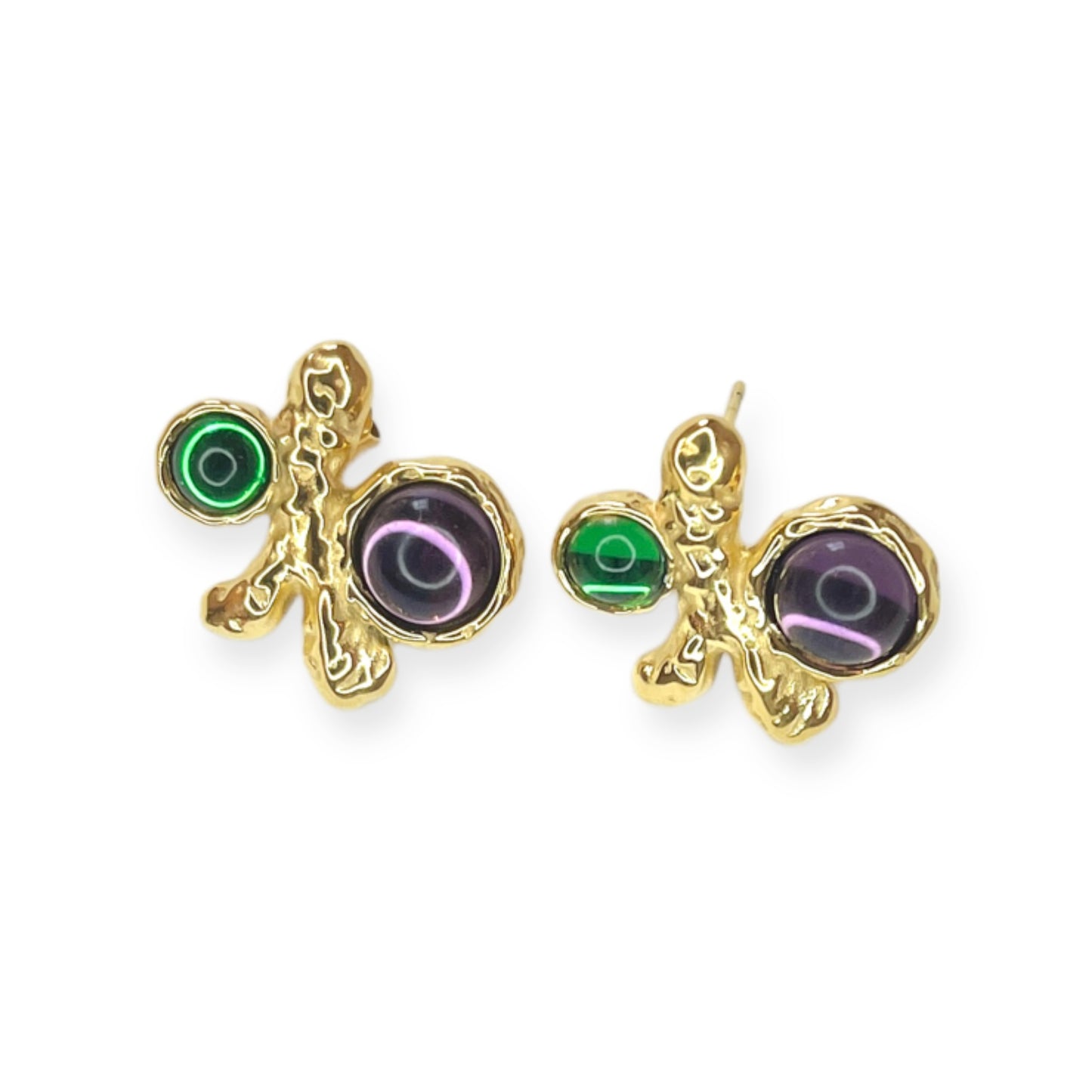 Purple and Green Stud Earrings