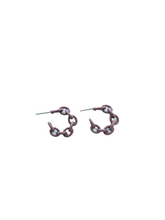 Mauve Chain Hoop Earrings