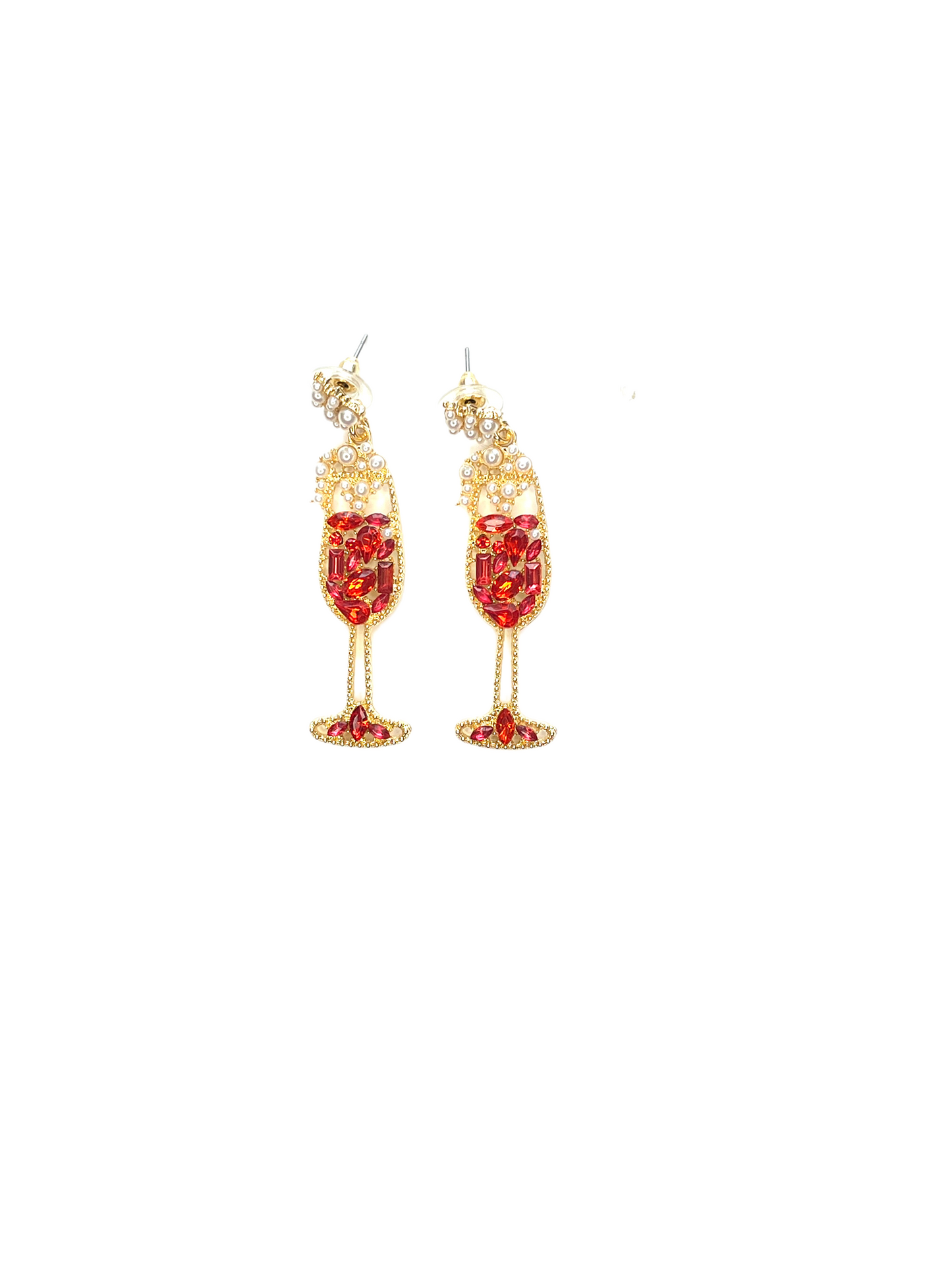 Red Champagne Glass Earrings
