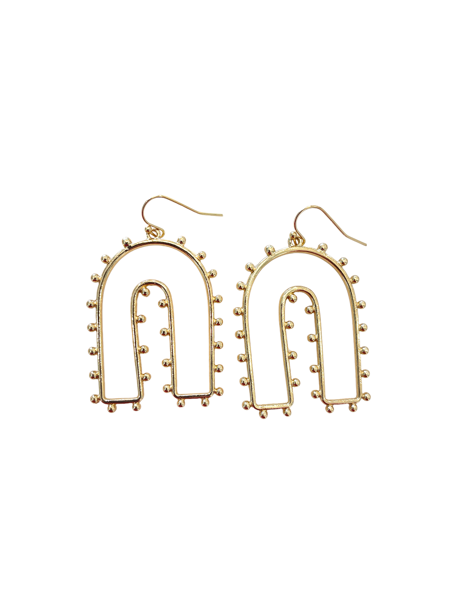 Studded Gold Arch Earrings