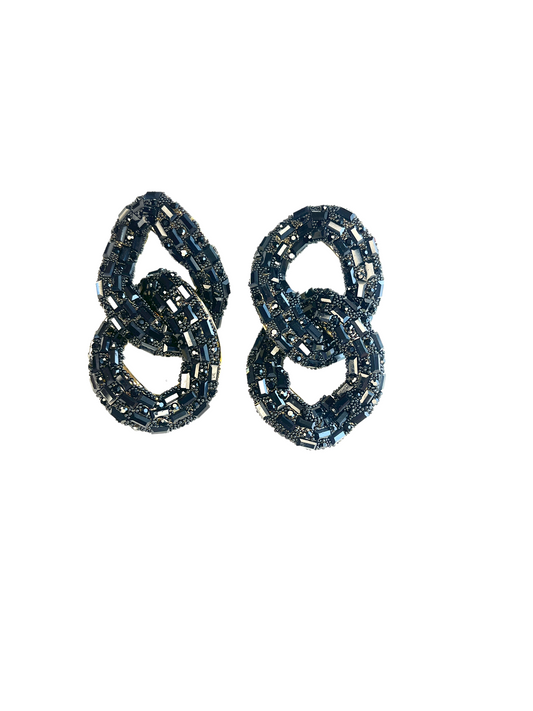 Black Sparkle Link Earrings