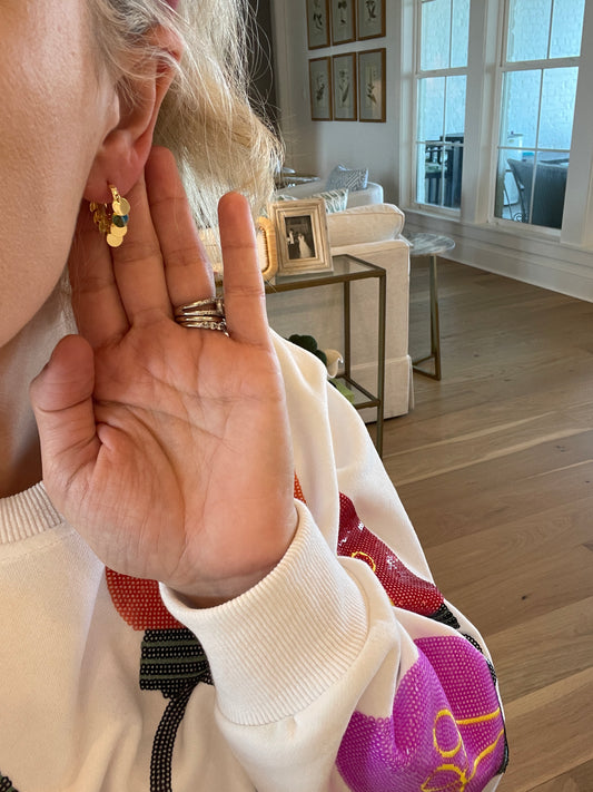Dangle Coin Hoop Earrings