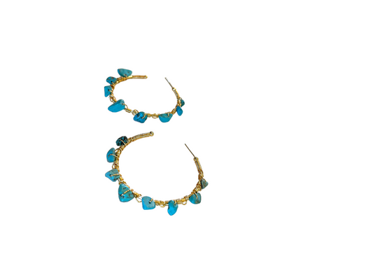 Turquoise Wired Hoop Earrings